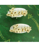 Customized LARRY Cufflinks Vintage cufflinks Letter Monogram cufflinks P... - $85.00