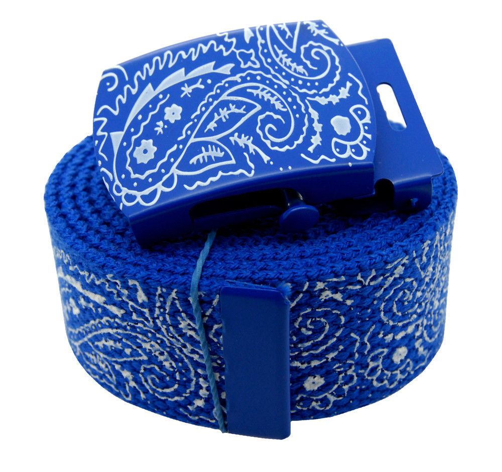 Canvas Military New Royal Blue "Bandana Pattern"  Belt & Buckle 48