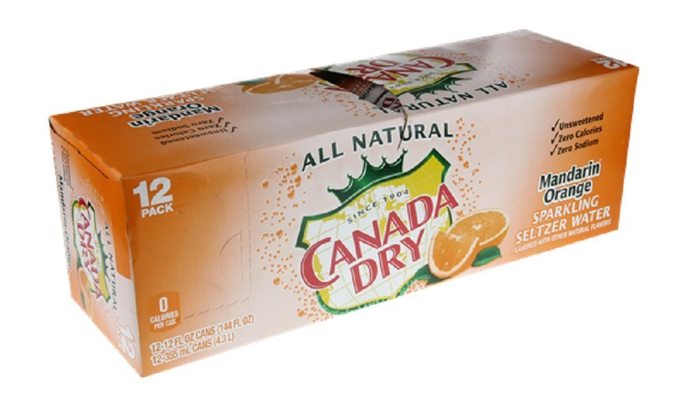 Canada Dry Mandarin Orange Sparkling Seltzer Water 12 Oz Cans (2 Pack