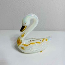 Fenton Art Glass Iridescent Swan Figurine 50th Anniversary- Hand-painted-Signed - $54.45