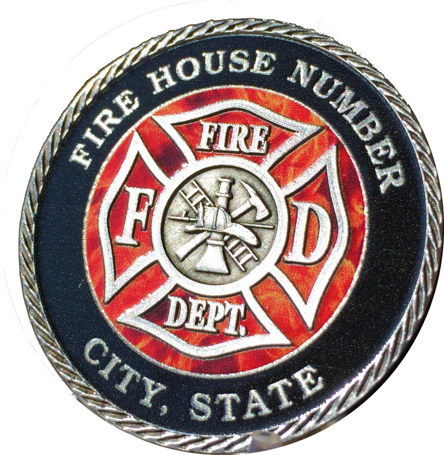 Set of 10 Customized Fire House & City Pewter Color Fireman Challenge Coins 1...