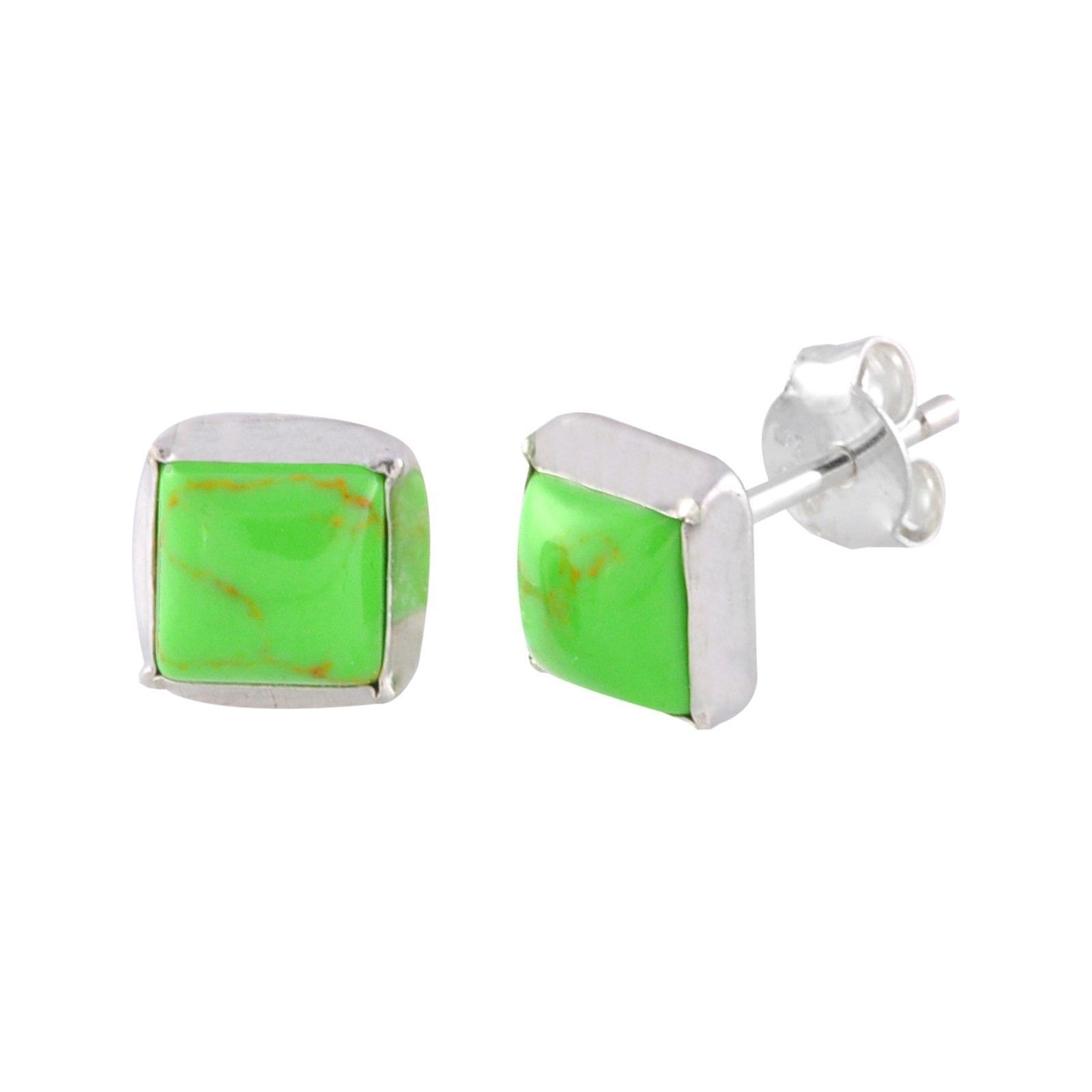 Peridot /& Diamond Stud Earrings .03 ct I-J I2 Sterling Silver Oval