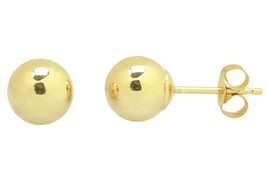 14k Yellow Gold Ball Stud Earrings High Polish 2mm-10mm Pushback - $19.99+