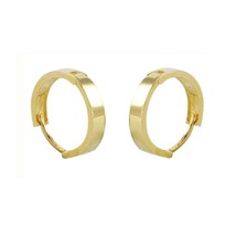 10k Yellow Gold Hoop Earrings 14mm Medium-Large Hinged Hoops - Flat Tube Design - $76.79