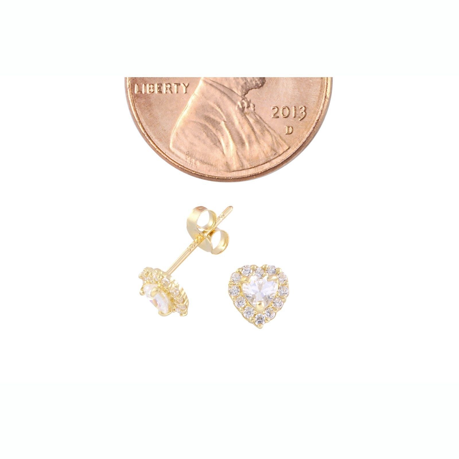 14k Yellow Gold CZ Small Heart Stud Earrings 5mm x 5mm Earrings