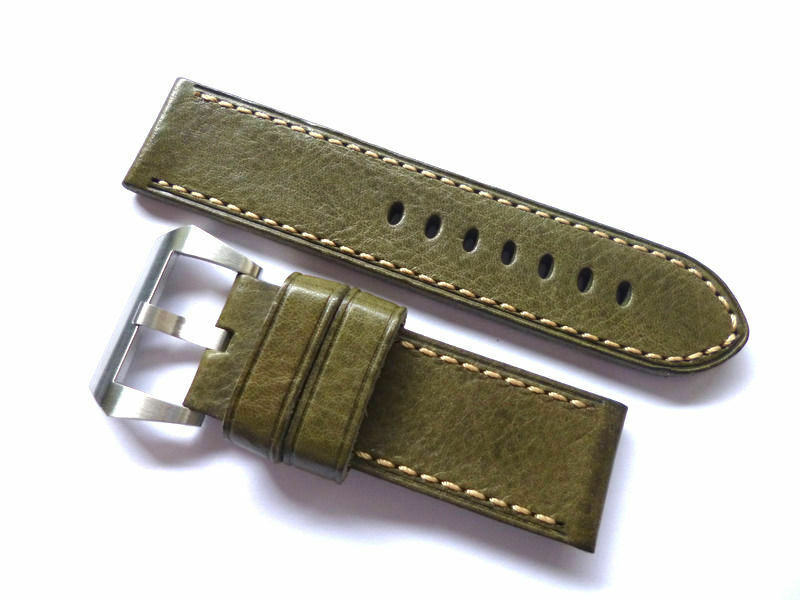 Primary image for 26mm Handmade strap - Thick Green Leather - 26/26mm compatible with Panerai