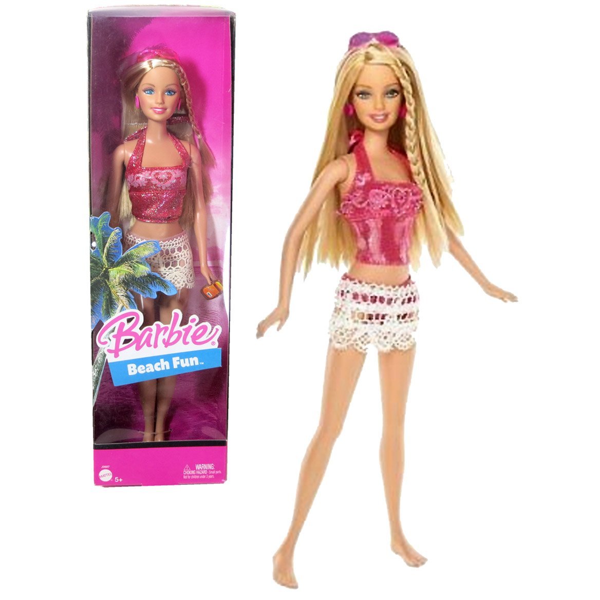 Mattel Year 2005 Barbie "Beach Fun" Series 12 Inch Doll Set - BARBIE