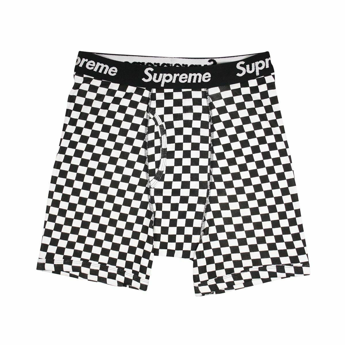 Supreme x Hanes Men's 100% Authentic Single Pack Checks Boxer Briefs