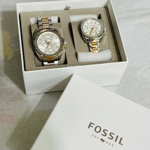 Fossil BQ2642SET 2 tones Chronograph Stainless Steel 5ATM Couples Watch Set - $193.35