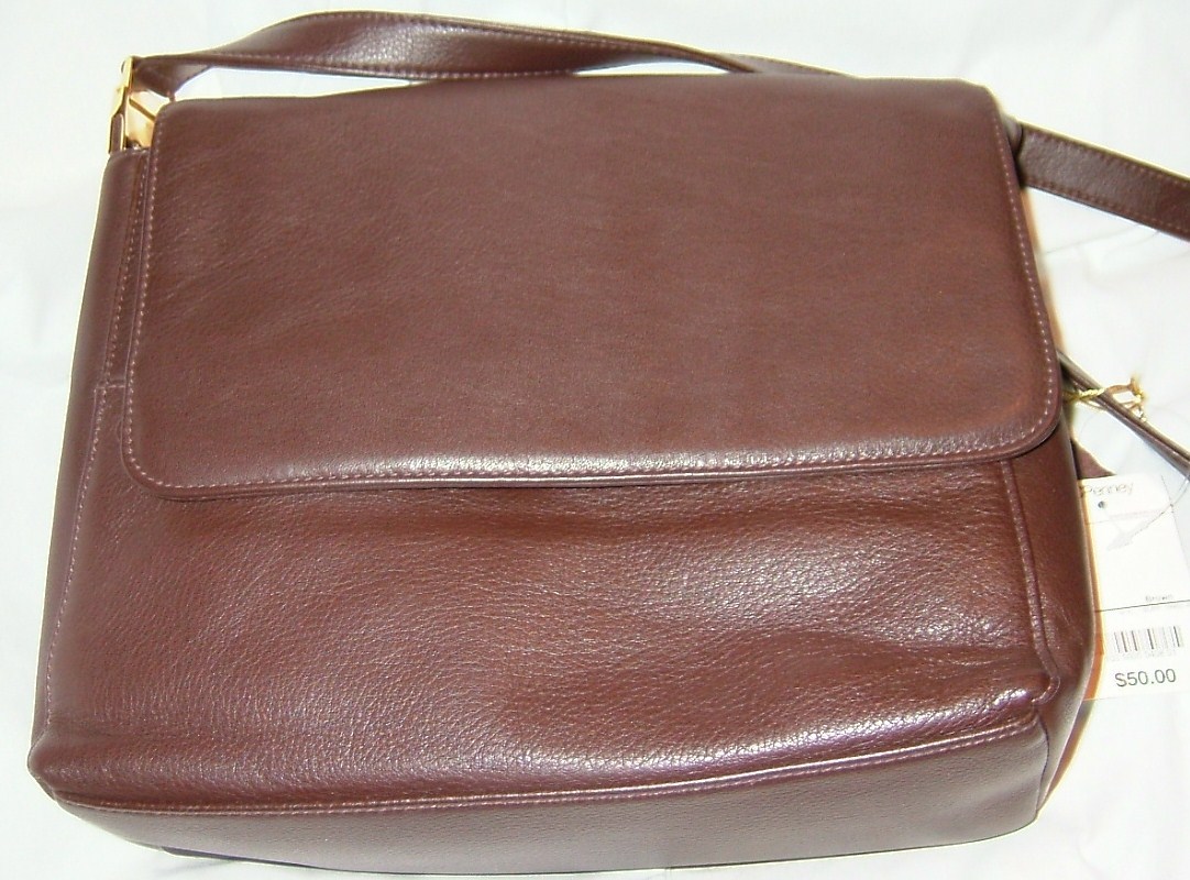 Purse in brown leather new with tags shoulder strape style J C Penney ...