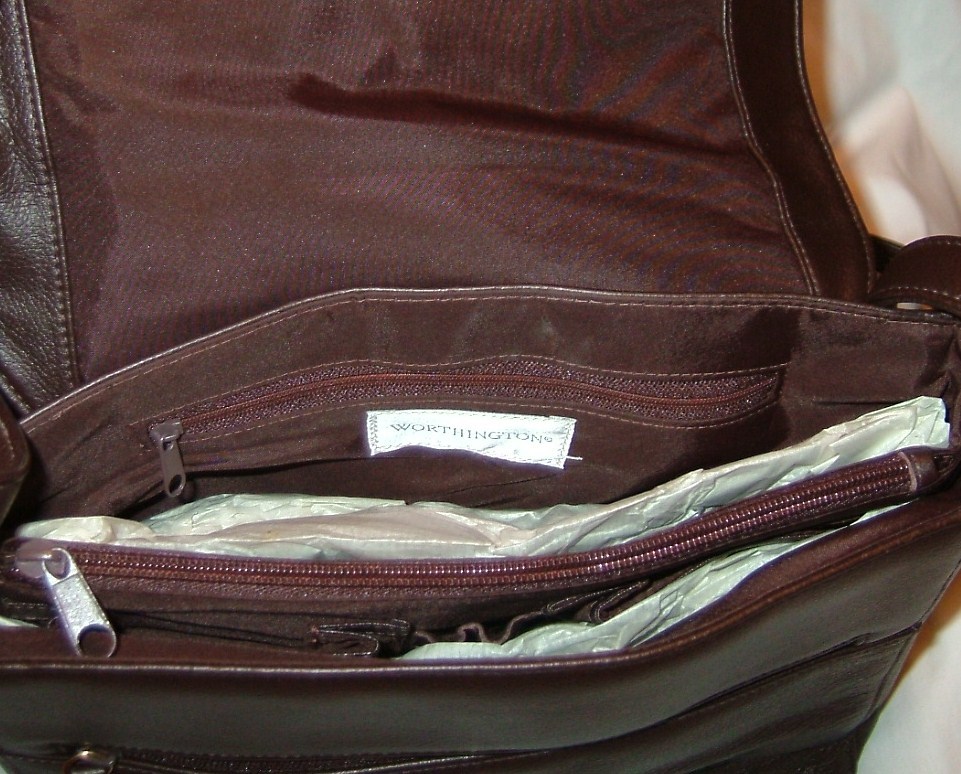 Purse in brown leather new with tags shoulder strape style J C Penney