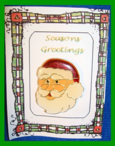 Primary image for Christmas PIN #0279 Santa Goldtone Enamel Red Hat & White Beard HOLIDAY Brooch