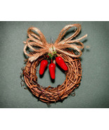 Country Christmas Ornament of Grapevine and Chili Peppers - $5.95