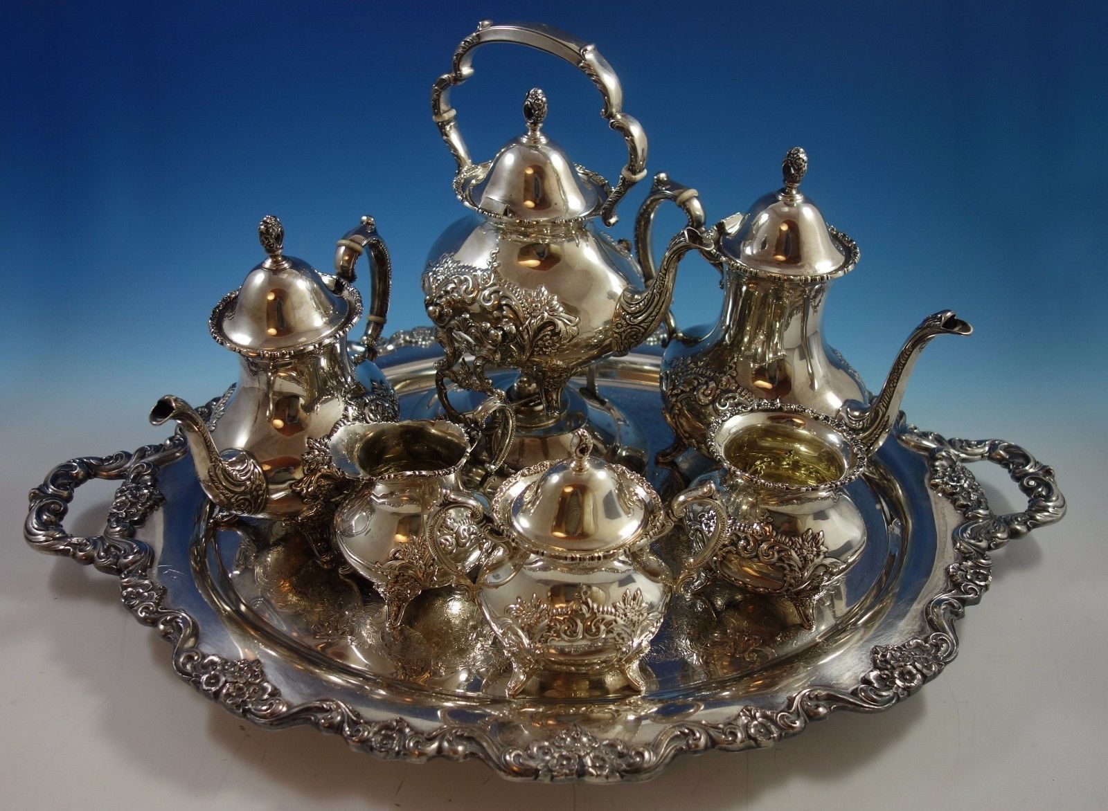 Crest of Windsor by Poole Sterling Silver Tea Set 6pc with Tray (1805