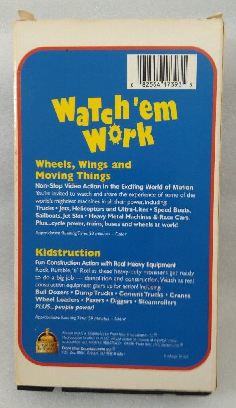VHS Watch em Work Wheels Wings and Moving Things Kidstruction (VHS