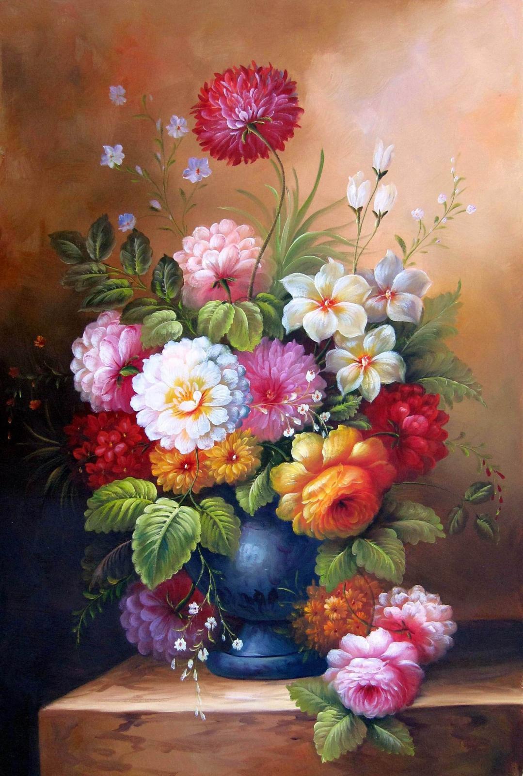 Vase Flower 24x36 In Stretched Oil Painting Canvas Art Wall Decor   Vase Flower520 Dhm 