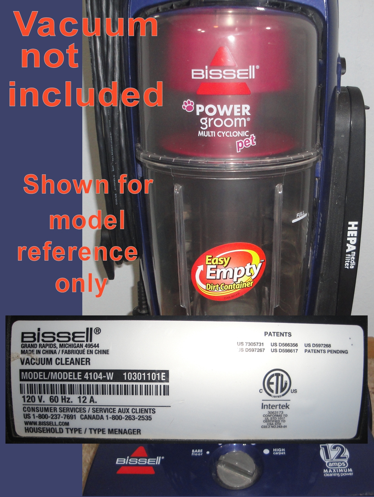 Bissell Powergroom Pet Vacuum Headlight 