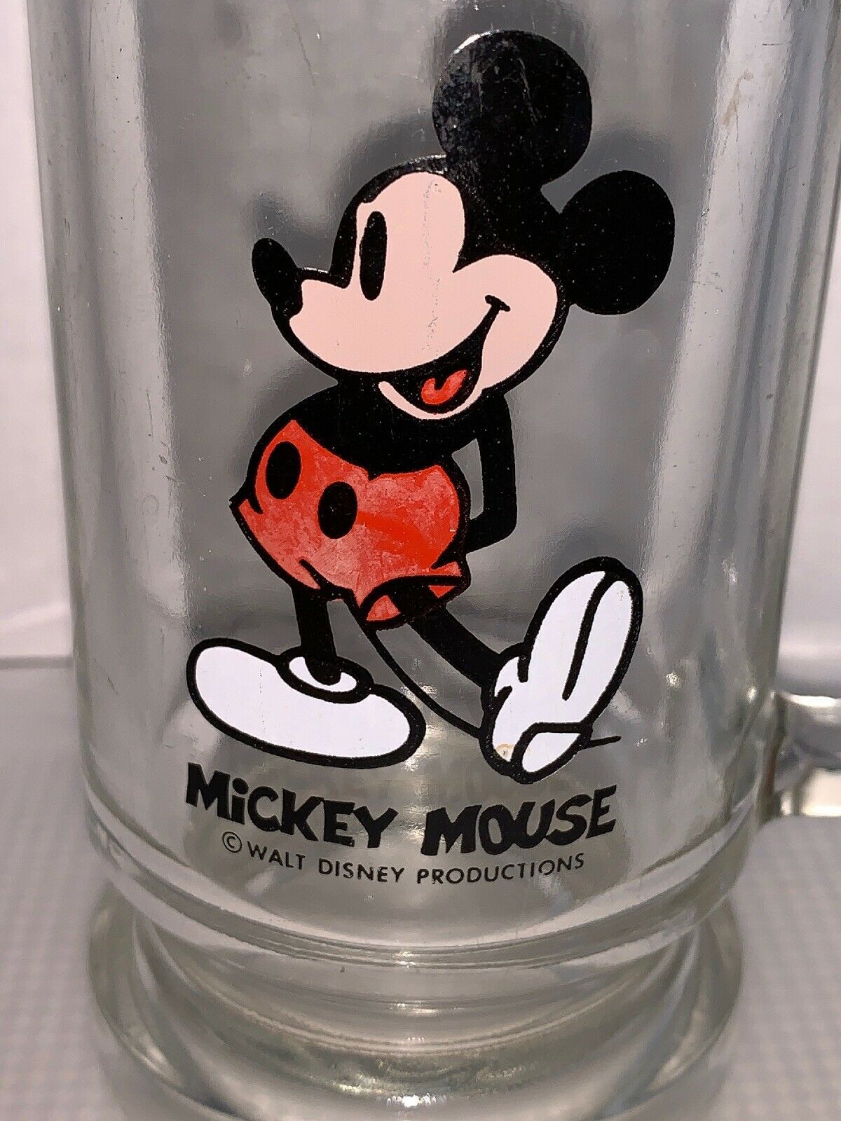 Vintage Walt Disney Productions Mickey Mouse Glass Mug 5 58” Mugs Glasses 