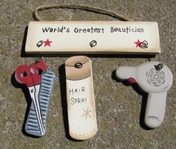 1200k-World's Greatest Beautician Wood hanging Sign - $1.95