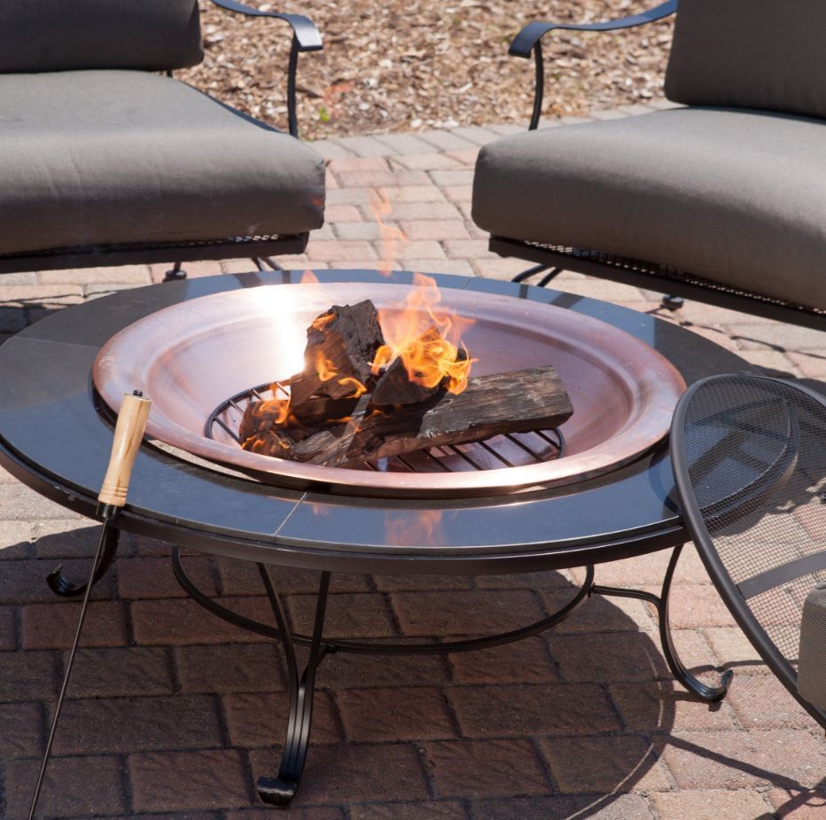 Fire Pit Table Wood Burning Round Outdoor Garden Patio ...