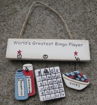 1500N-Worlds Greatest Bingo Player Wood Sign  - $1.95