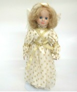Angel Doll Ivory Wings Dress Gold Trim and Shoes 13&quot; Blonde Blue Eyes - $15.04
