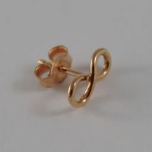 SOLID 18K ROSE GOLD EARRINGS WITH MINI INFINITY SYMBOL, INFINITE, MADE IN ITALY image 3