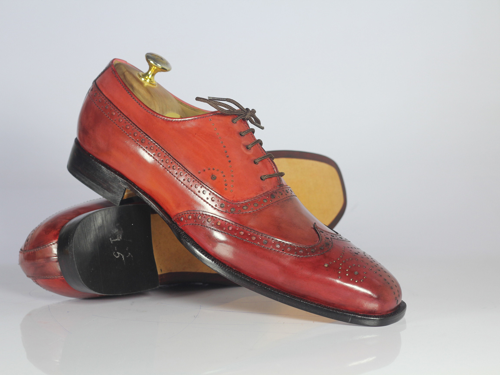 Handmade Men's Red Wing Tip Brogue Leather Formal Shoes, Men Designer Dress Shoe