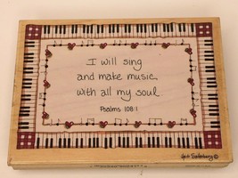 Stamps Happen Rubber Stamp I Will Sing Music Piano Bible Verse Large Background - $11.99