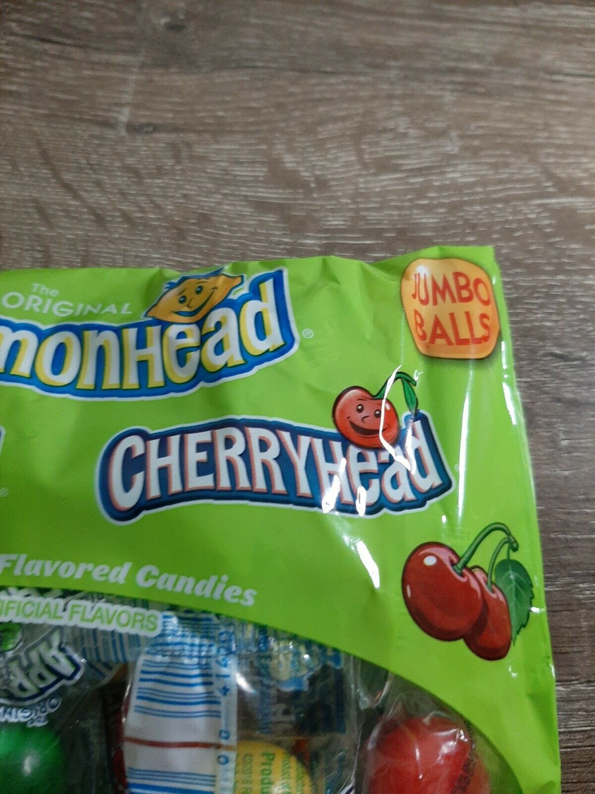 1 Bag of Lemonhead Candy Jumbo Balls.Lemon, Apple,and Cherry Head.18 CT