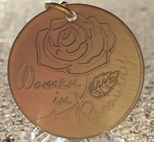 Women In Recovery Bronze Keychain Medallion Rose & Serenity Prayer