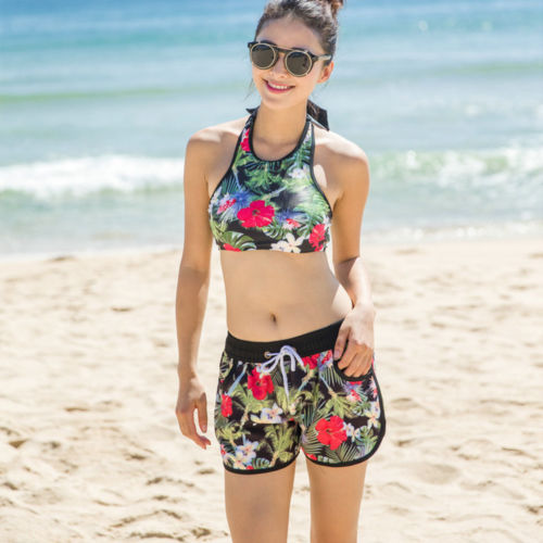 NEW Women Surf Boardshorts Board Shorts Sports Beach Pants + Halter