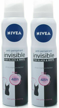 Lot 2 Nivea Invisible For Black & White Clear ANTI-PERSPIRANT Spray 5 Oz 150 Ml - $12.85
