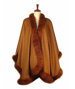 Cape,Poncho Baby Alpaca wool and fur trimming,Outerwear - $682.00