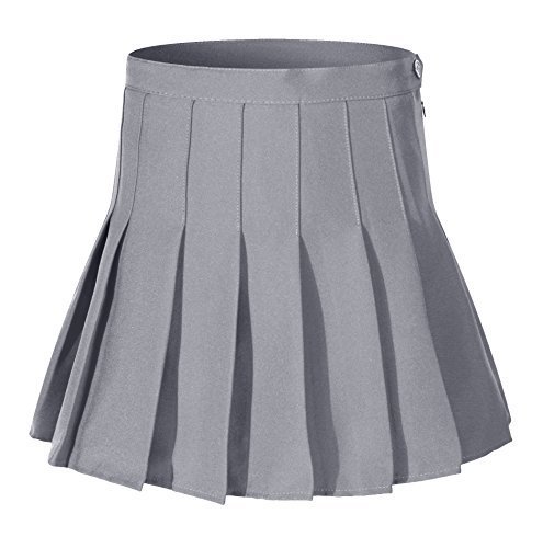 Beautifulfashionlife Women's High Waist Pleated Mini Tennis Skirt(L, Grey)