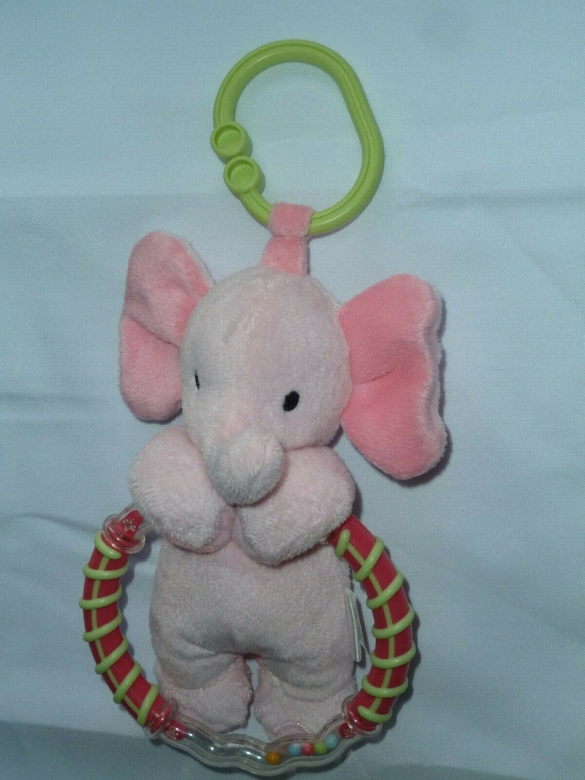 CARTERS MY FIRST BABY DOLL BROWN HAIR EYE FLOWER PINK GREEN WHITE DOT RATTLE