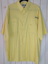 Columbia Shirt XXL Men Yellow Poly UPF 30+ PFG Performance Fishing Gear Unisex - $28.71