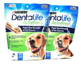2 Bags Purina 7.2 Oz DentaLife ActivFresh Large Dogs 7 Ct Daily Oral Care Chews