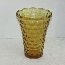 INDIANA GLASS KING&#39;S CROWN LARGE GOLD VASE THUMBPRINT 8&quot; TALL VINTAGE DECOR - $10.34