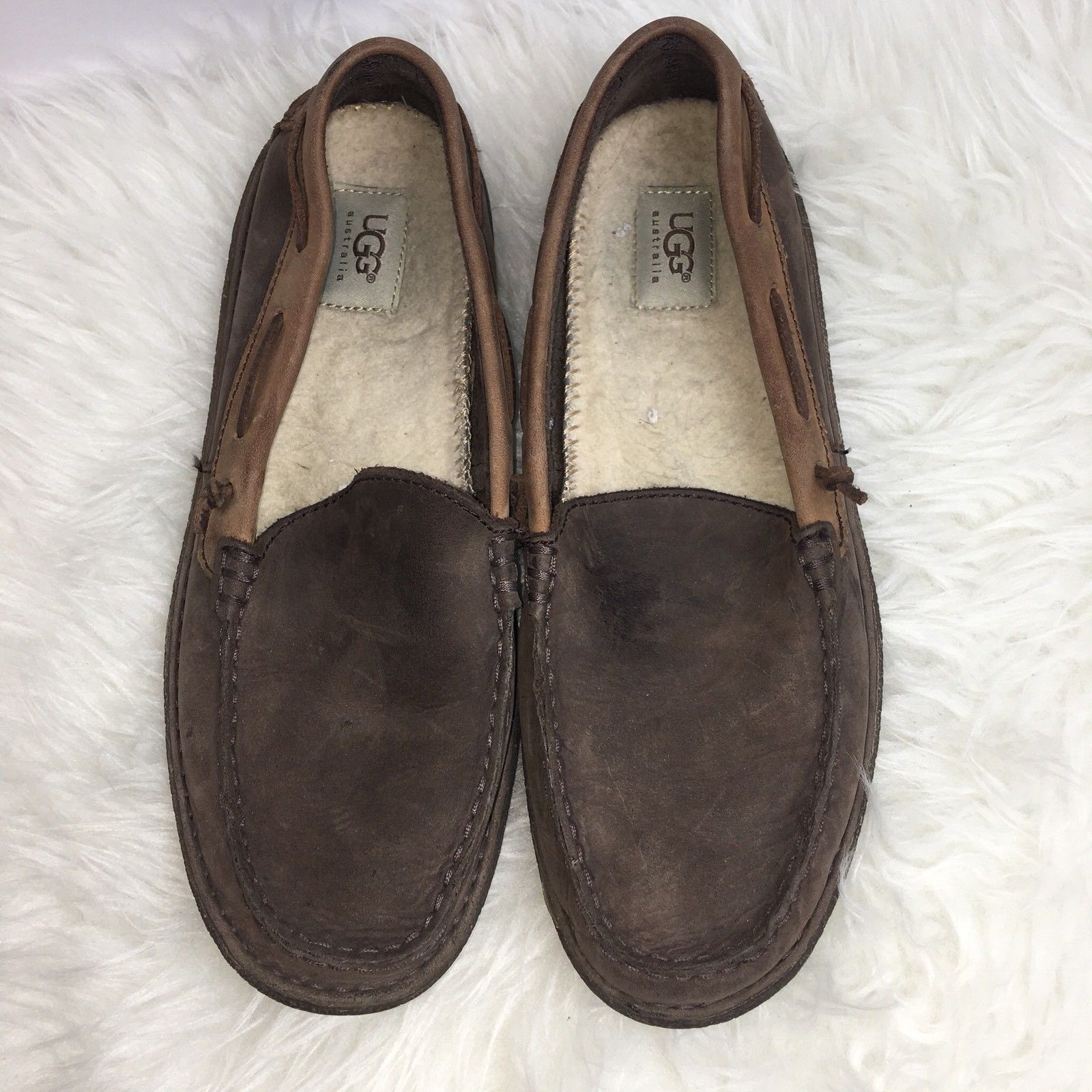 UGG Australia Mens Size 9 Loafers Slip Ons Brown Suede - Casual
