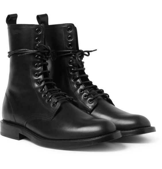 NEW Handmade Mens Combat Leather Boot, Men's Military Style Black Boot, Fashion