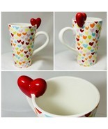 Target Tall Latte Mug Valentine&#39;s Day 2010 Multicolor Hearts W/ Red Hear... - $22.00