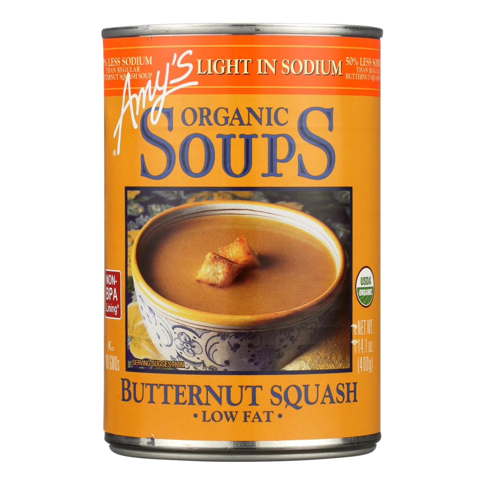 Amy's Organic Butternut Squash Soup, 14.1 oz Can Case 12, low salt, low fat - $69.99