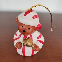 Vintage Christmas Ornament, Ceramic Bell, Bear in Nightshirt Bell Ringer image 1