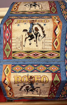 Rodeo Fabric Block  Panel Cowboy Bull Riding Vtg Spring Fabric 4 Blocks - $15.83