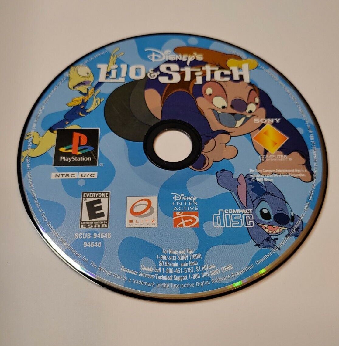 Lilo & Stitch PS1 Sony PlayStation 1 Disc Only RESURFACED DISNEY ...