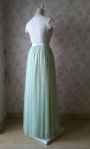 LIGHT GREEN Full Length Maxi Tulle Skirt Plus Size Wedding Bridesmaid Skirts image 9