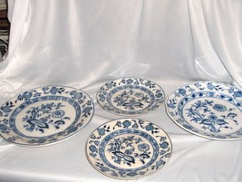 4 Pc Lot Vintage Antique Staffordshire  Blue Onion Flow Blue Plates NICE - $84.15