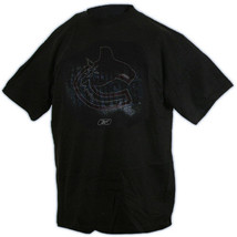 Vancouver Canucks CCM 5143 Stick & Spray NHL Hockey Team Logo Black T-Shirt  - $14.99