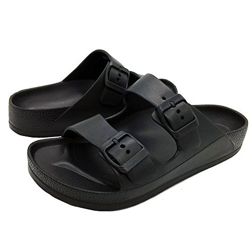 FUNKYMONKEY Men's Comfort Slides Double Buckle Adjustable EVA Flat Sandals - Sandals & Flip Flops